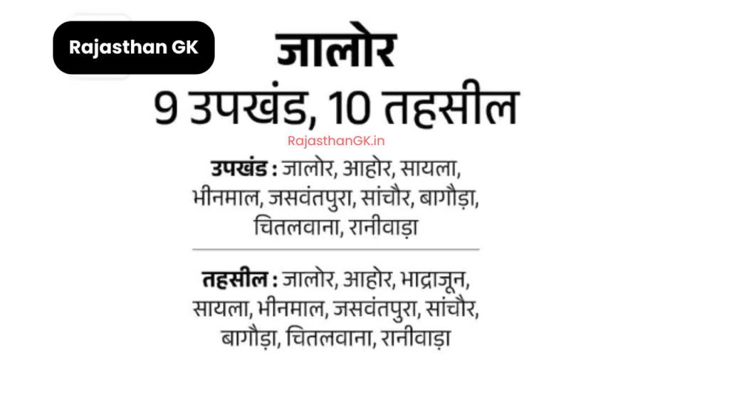 Jalore District - subdivision and  Tehsil